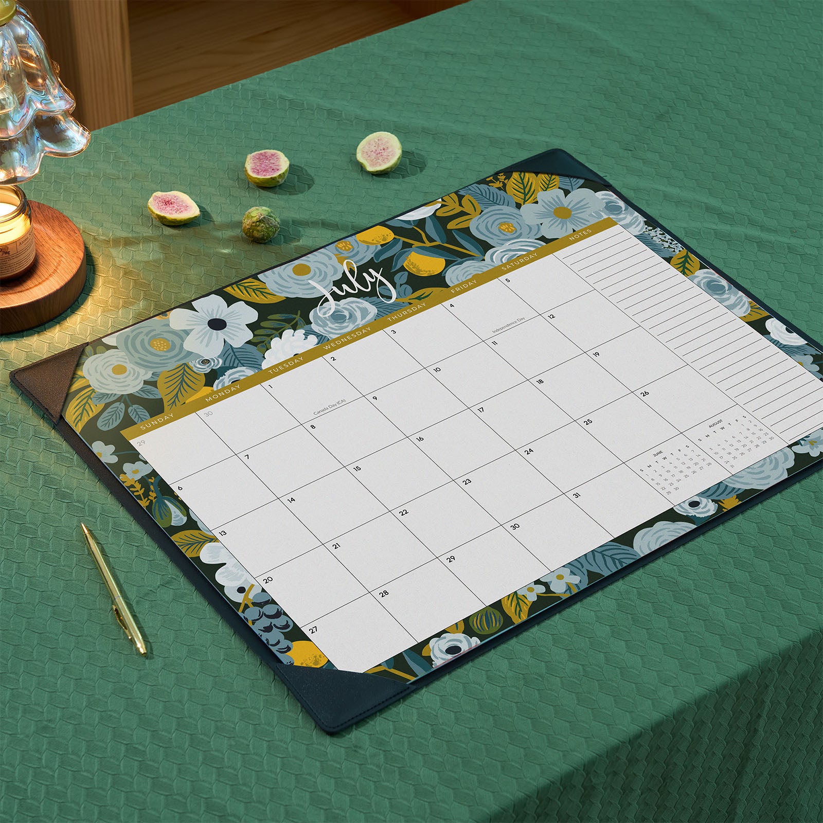 Dolinart 2025-2026 Desk Calendar, Colorful Flowers, Black
