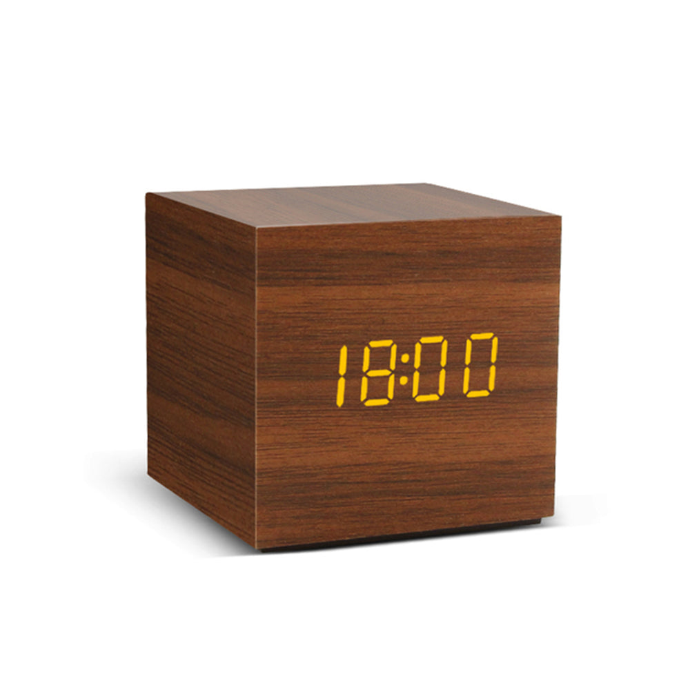 digital wooden alarm clock