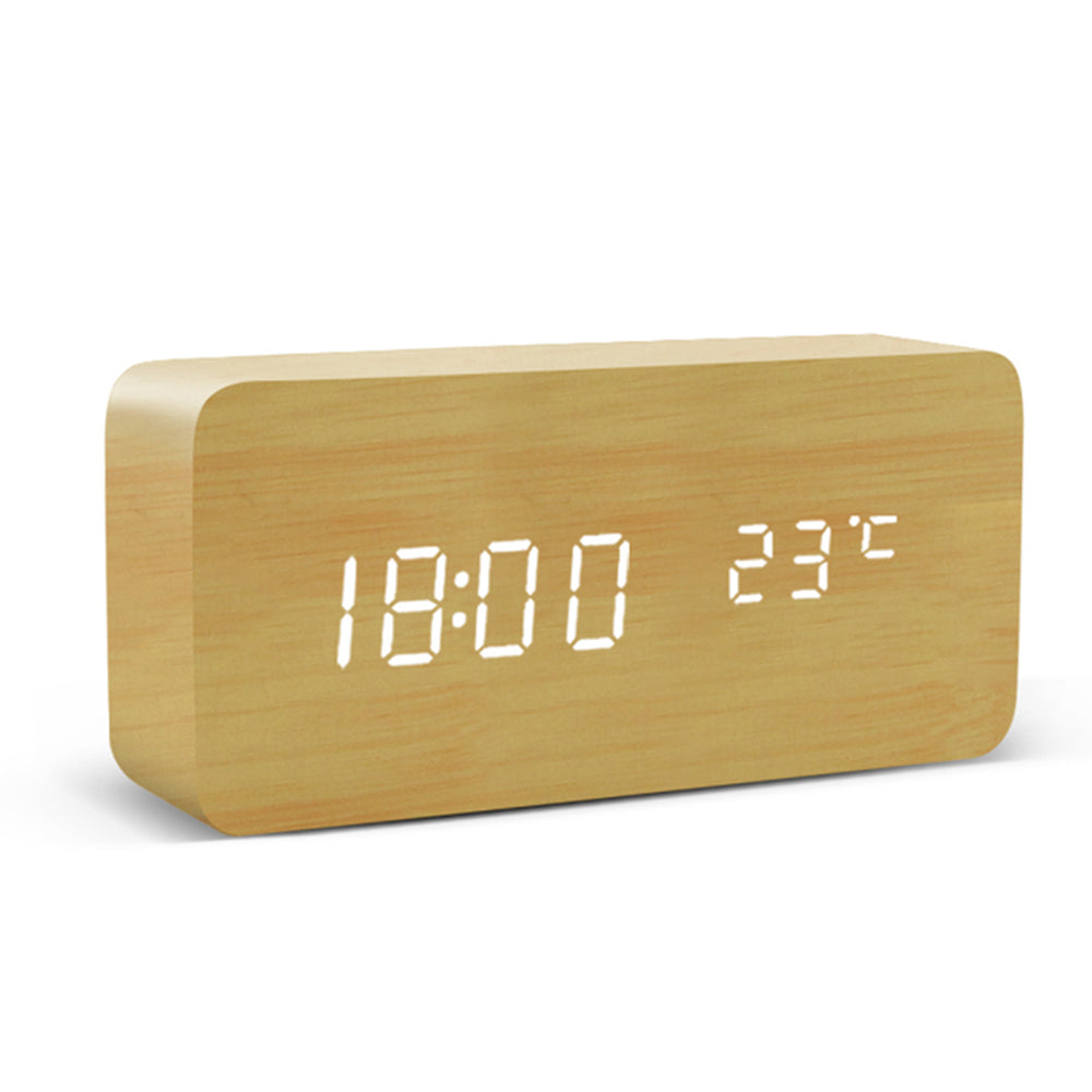 digital wooden alarm clock